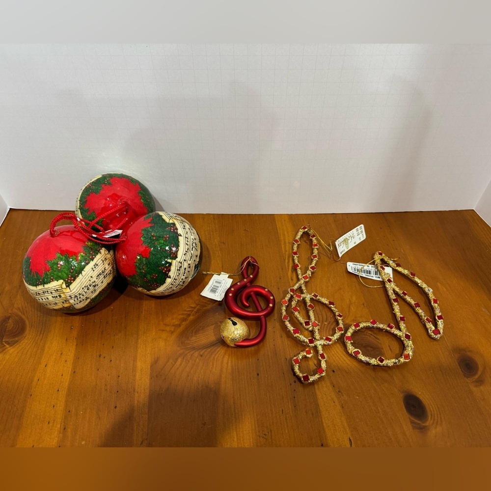 Music themed Christmas ornaments vintage lot